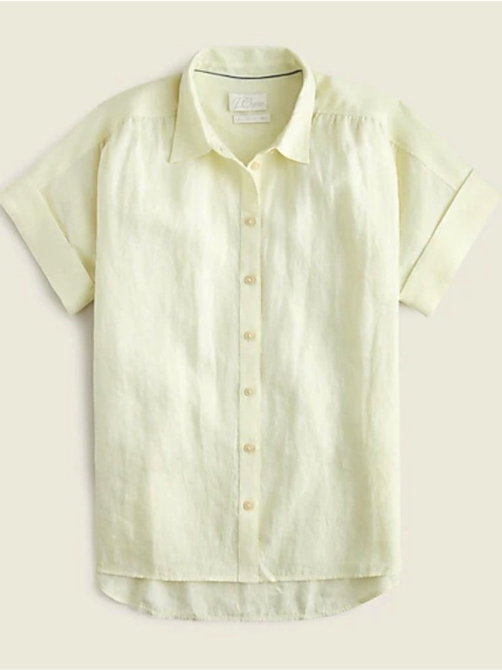 J. Crew NWT 100% linen Relaxed Button-Down Shirt in Pale Yellow